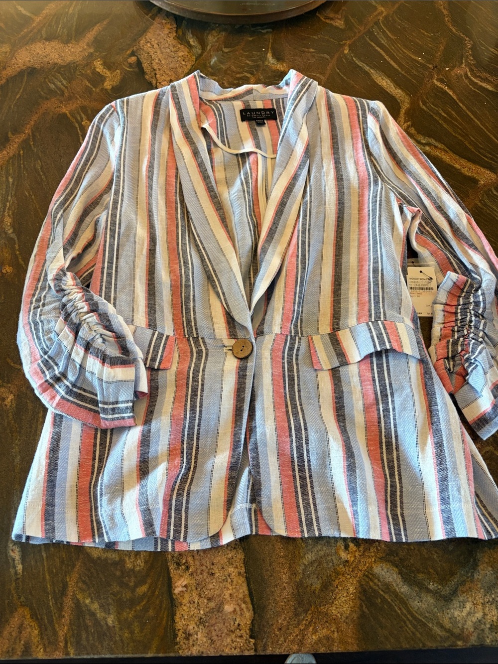 Laundry By Shelli Segal Multicolor Striped Blazer - Blue, Pink, White